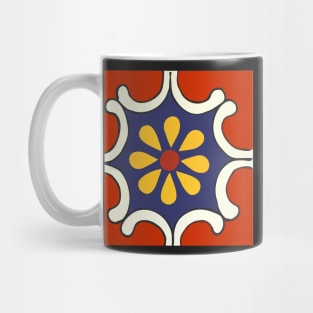 Talavera Mexican Bold Yellow Flora Red Background Mug